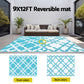 Chval 274x366cm 274x366cm Outdoor Rugs Large Carpet Reversible Area Mat PP Dual-Sided Patio Rug Light Blue Light Blue