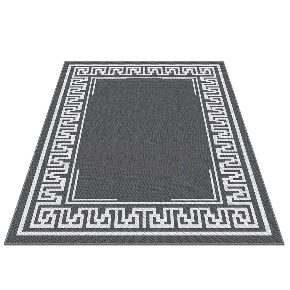 Kojata 274x366cm 274x366cm Outdoor Rugs Large Carpet Reversible Area Mat PP Dual-Sided Patio Rug Greek Key