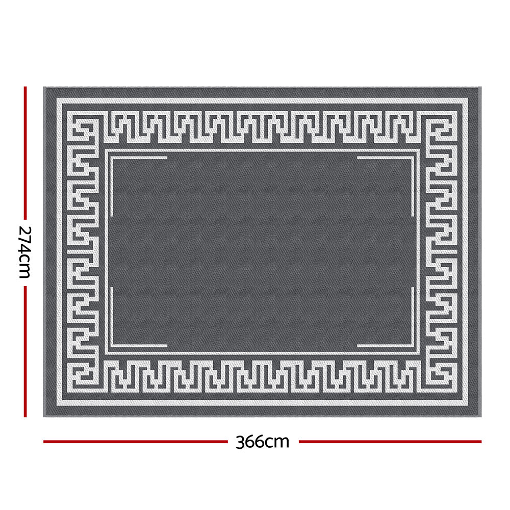Kojata 274x366cm 274x366cm Outdoor Rugs Large Carpet Reversible Area Mat PP Dual-Sided Patio Rug Greek Key