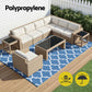 Kojan 274x366cm 274x366cm Outdoor Rugs Large Carpet Reversible Area Mat PP Dual-Sided Patio Rug Blue Blue