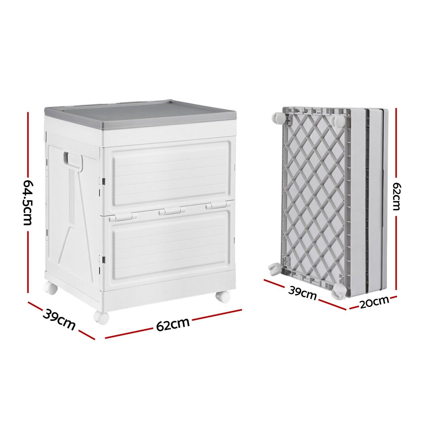 159L Outdoor Storage Box Stackable Cupboard Camping Organizer Wheels