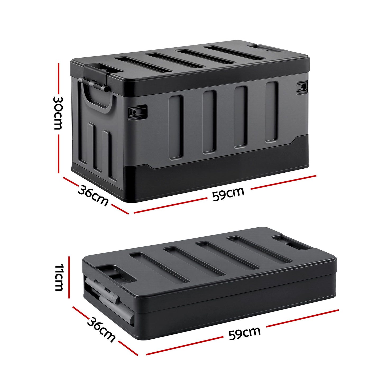 Collapsible Outdoor Storage Box 60L Stackable Folding Camping Organizer Black