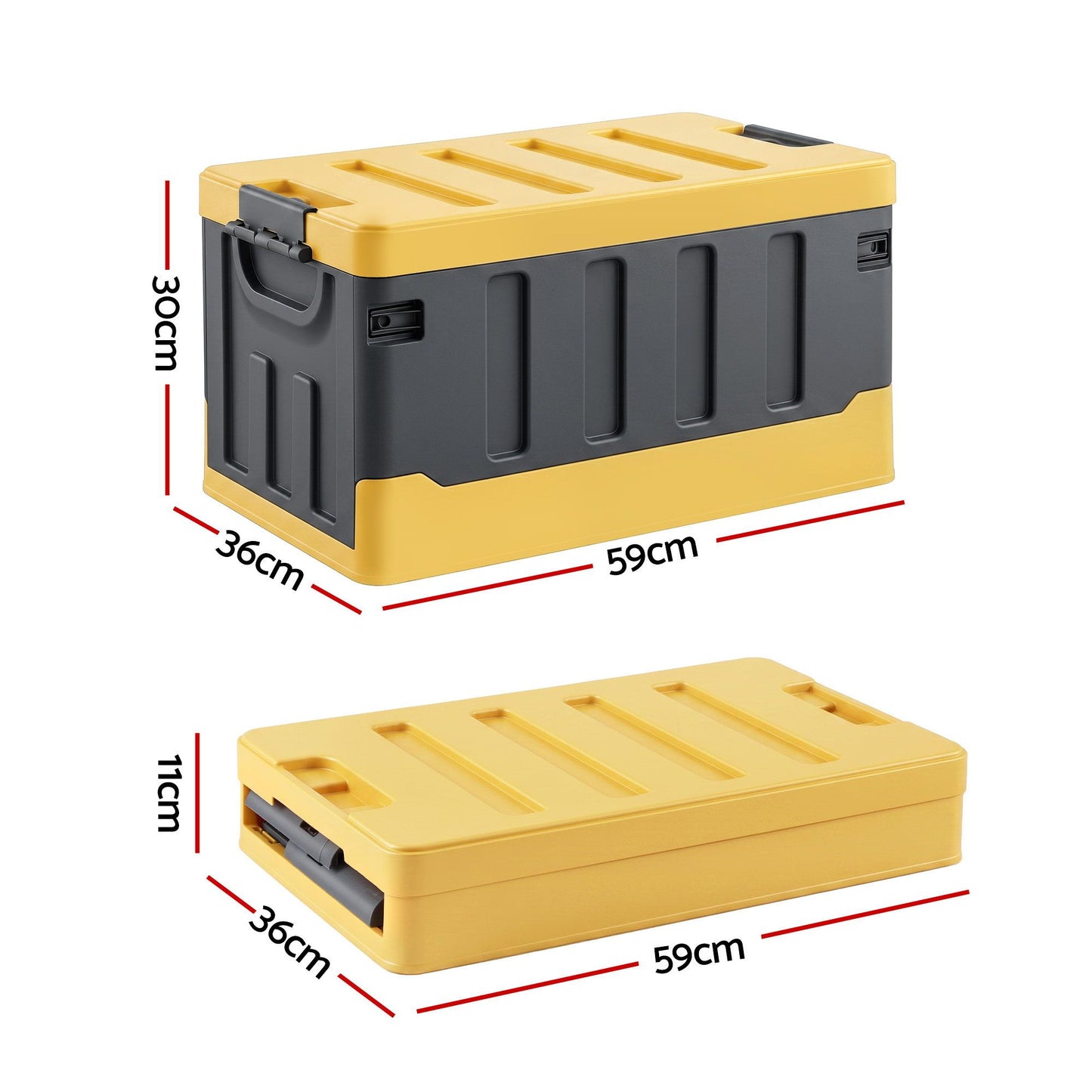 Collapsible Outdoor Storage Box 60L Stackable Folding Camping Organizer Yellow
