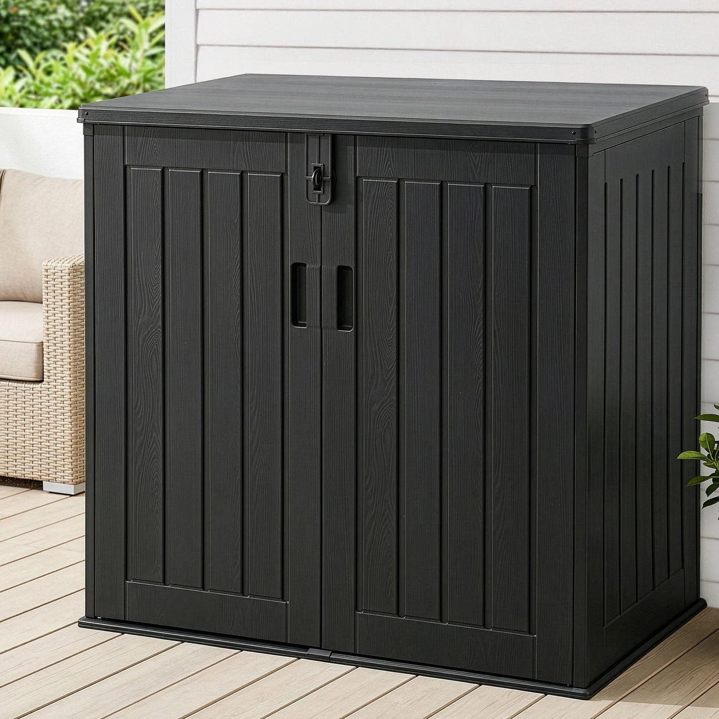 Outdoor Storage Box 775L Container Lockable Cabinet Tool Organizer Shed Black