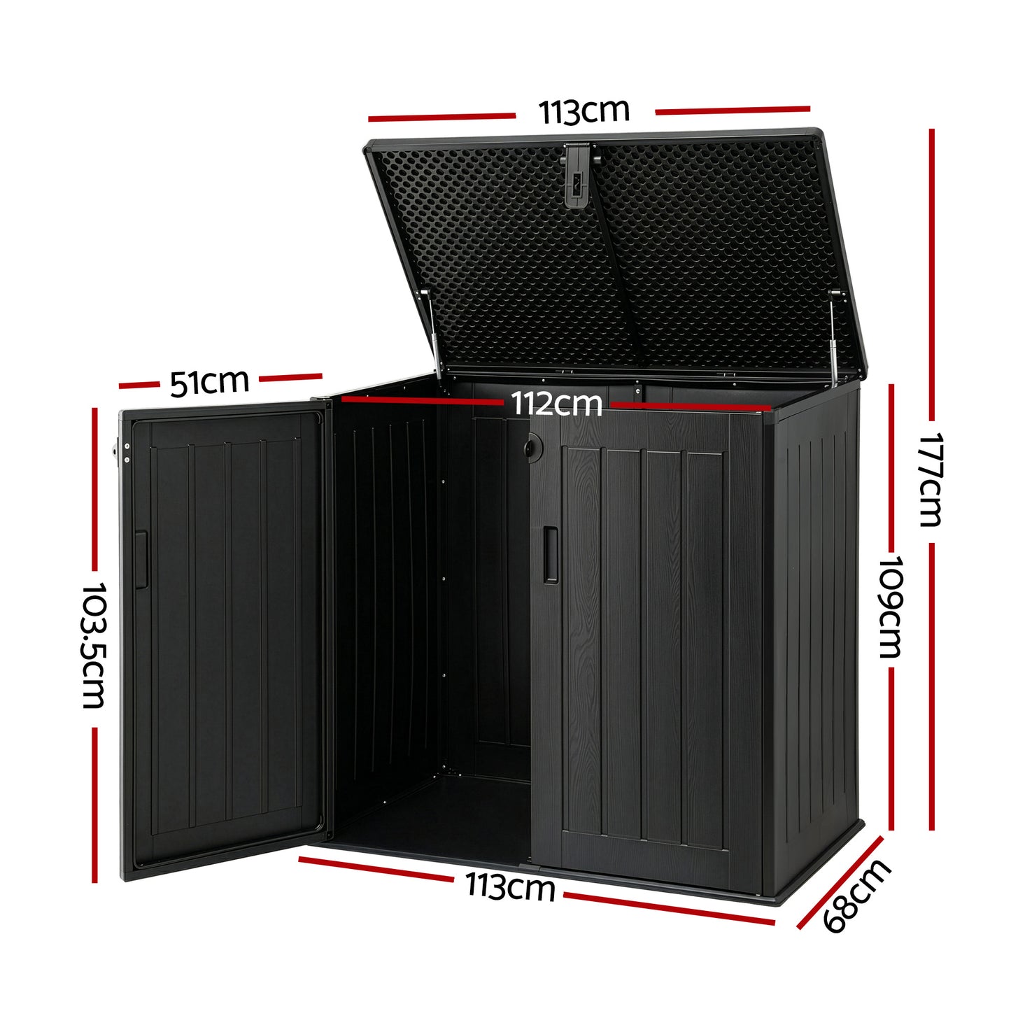 Outdoor Storage Box 775L Container Lockable Cabinet Tool Organizer Shed Black