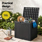 Outdoor Storage Box 118L Container Lockable Garden Toy Tool Rattan-Texture Black