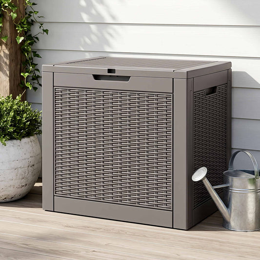 Outdoor Storage Box 118L Container Lockable Garden Toy Tool Rattan-Texture Brown