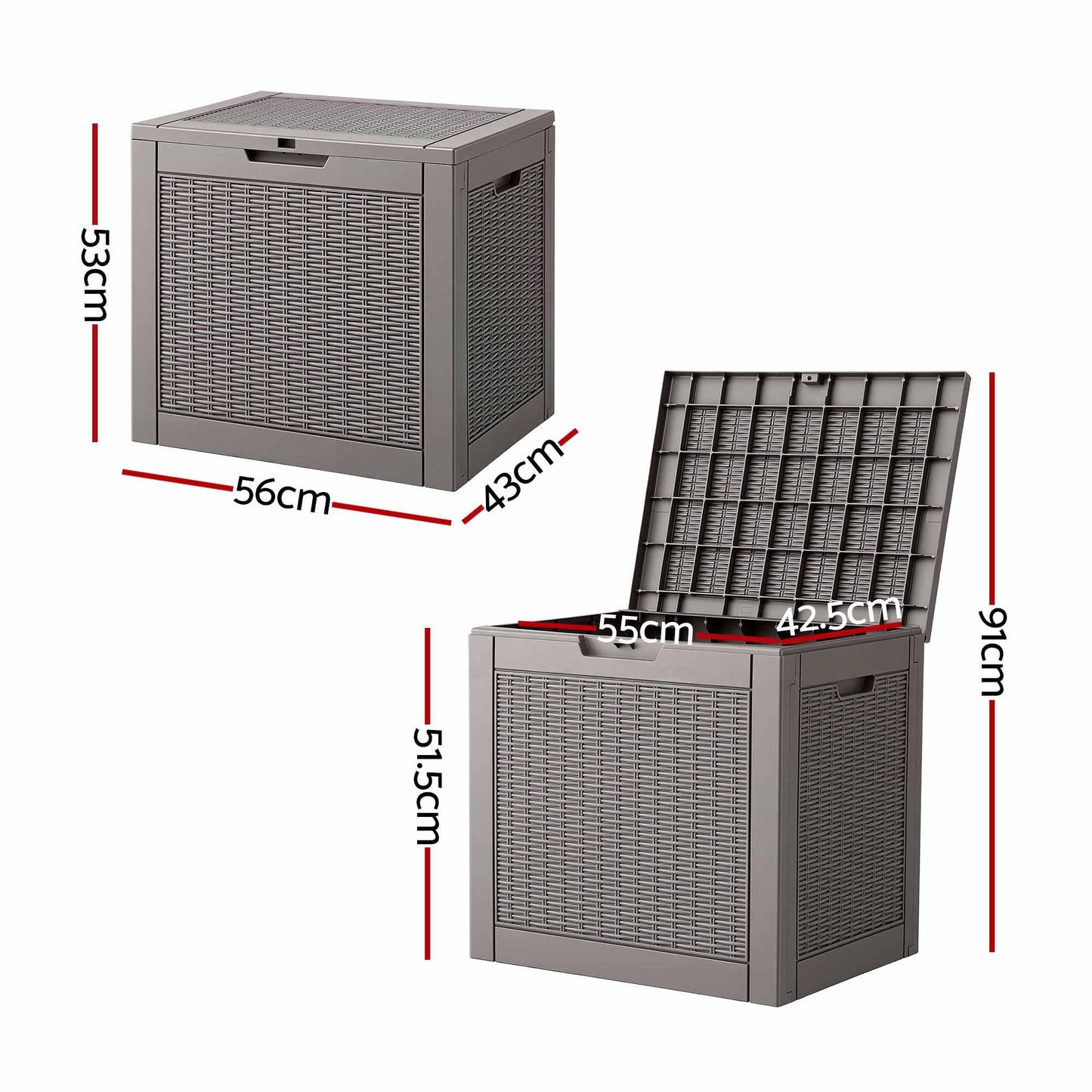 Outdoor Storage Box 118L Container Lockable Garden Toy Tool Rattan-Texture Brown