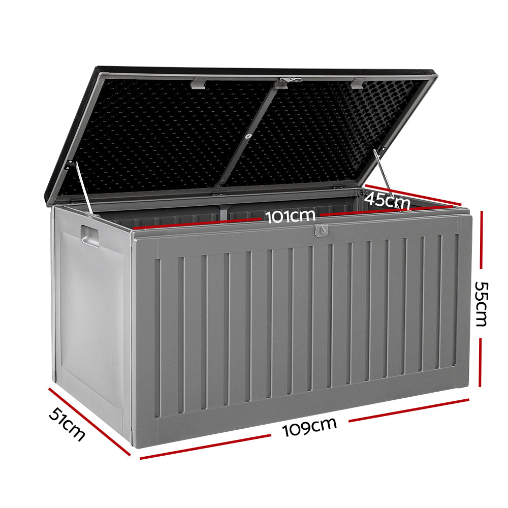 Outdoor Storage Box Container Garden Toy Indoor Tool Chest Sheds 270L Dark Grey