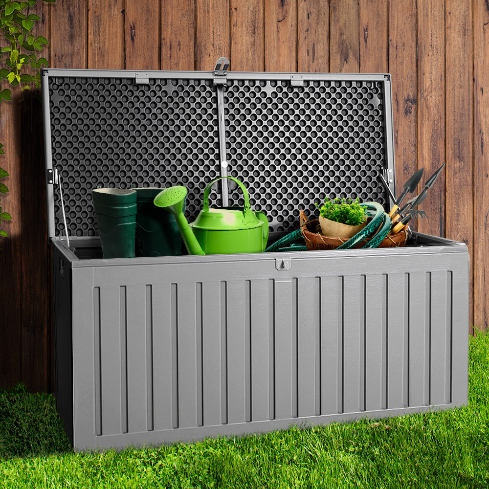 Outdoor Storage Box Container Garden Toy Indoor Tool Chest Sheds 270L Dark Grey