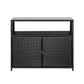 Black wicker sideboard with glass top on a white background
