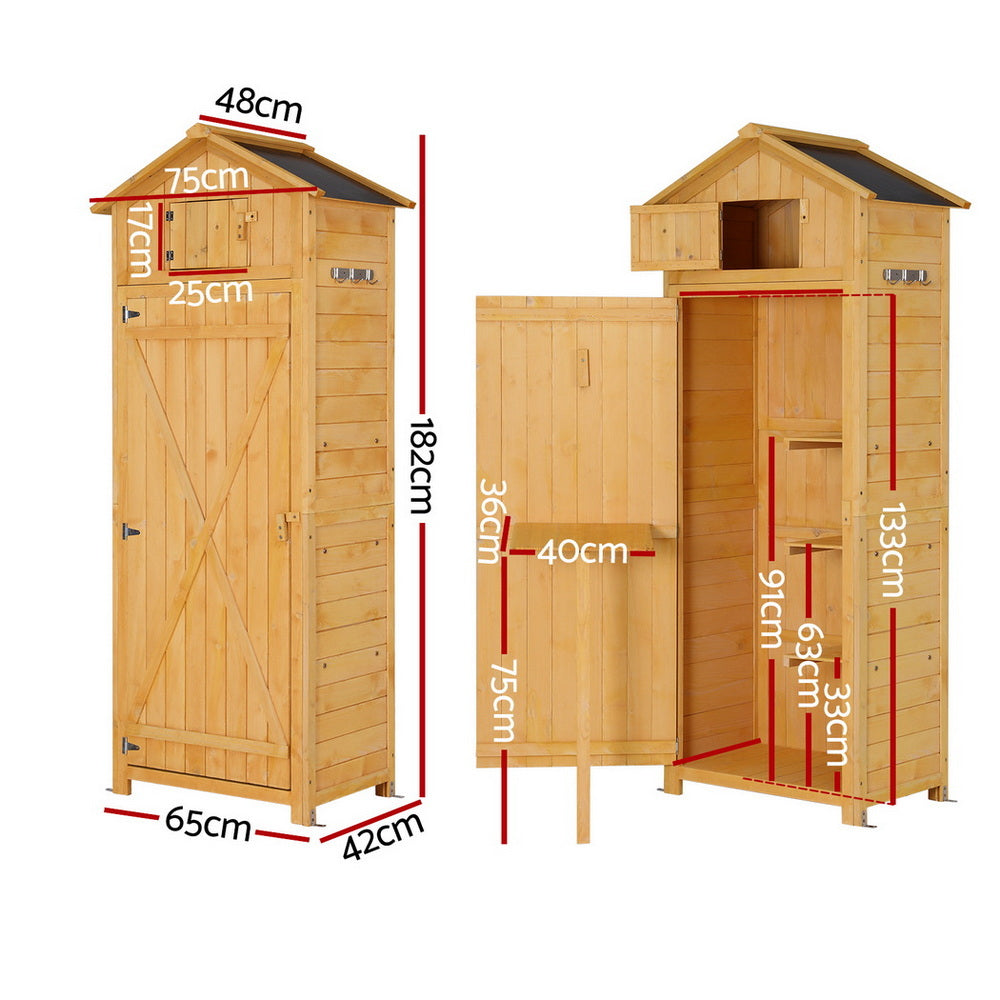 Outdoor Storage Cabinet Cupboard Folding Table Tool Organizer Shed Adjustable