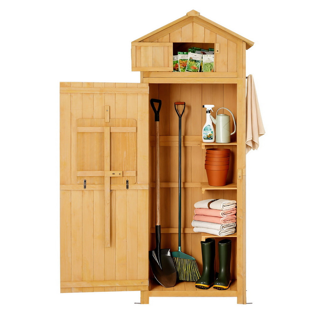 Outdoor Storage Cabinet Cupboard Folding Table Tool Organizer Shed Adjustable