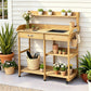 Outdoor Potting Bench Table Storage Cabinet Potters Garden Workstation Natural