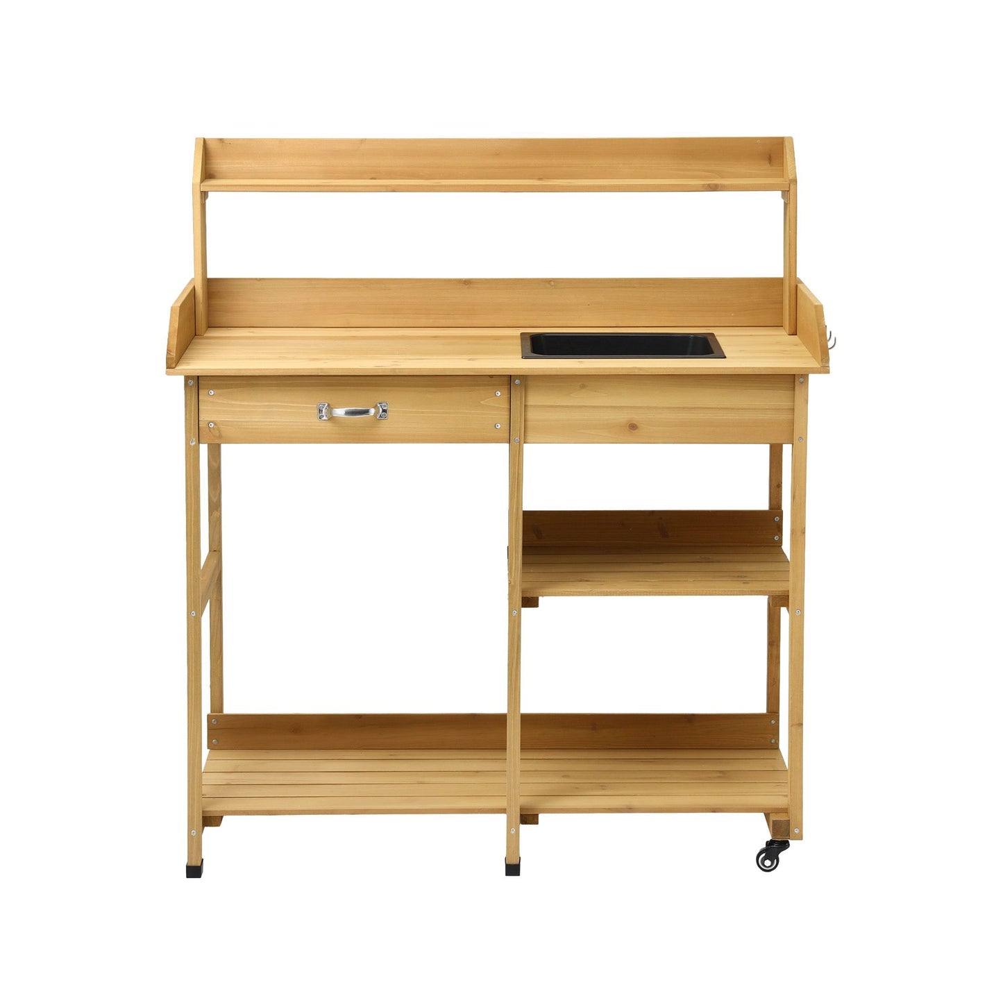 Outdoor Potting Bench Table Storage Cabinet Potters Garden Workstation Natural