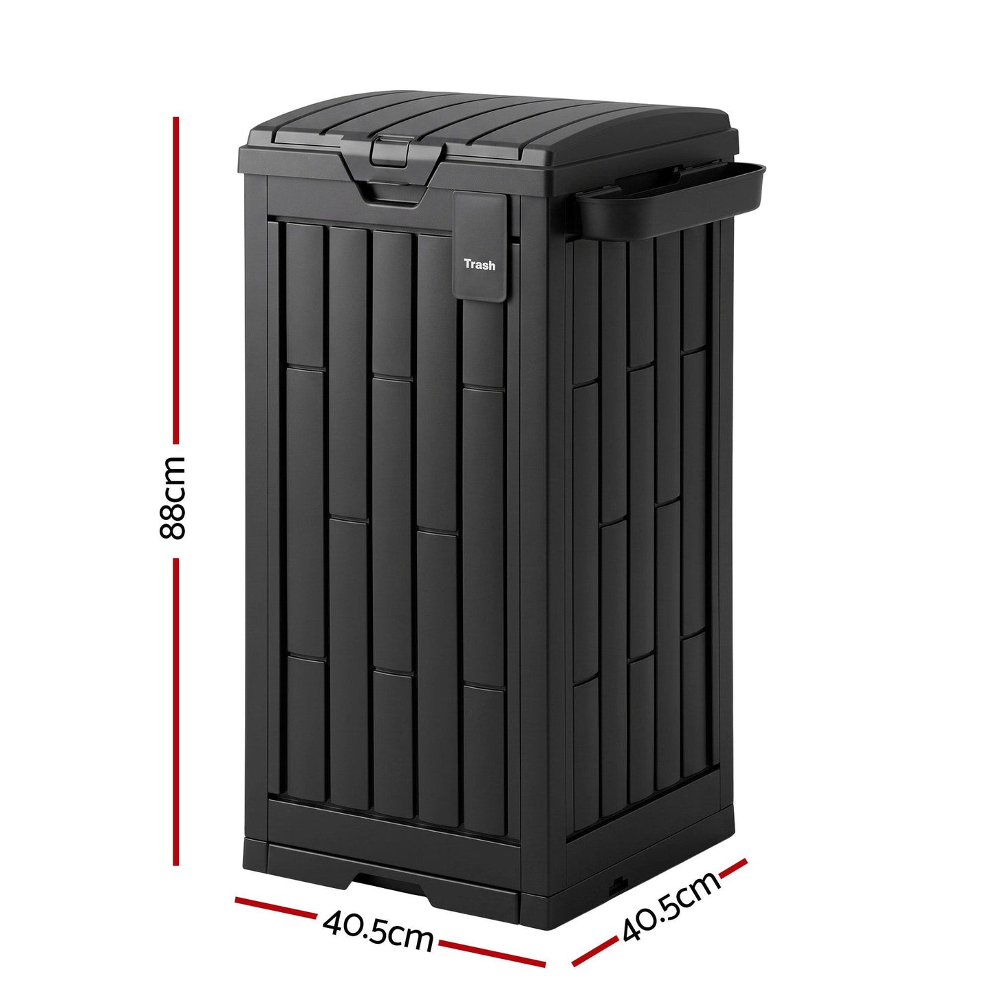 Outdoor Trash Cans Polypropylene Patio Hideaway Bin 110L Black