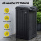 Outdoor Trash Cans Polypropylene Patio Hideaway Bin 110L Black