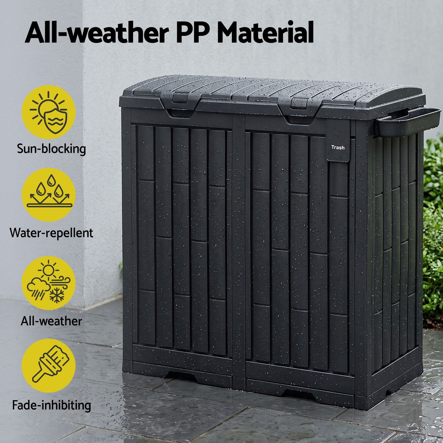Outdoor Trash Cans Dual Compartment Trash Can 220L Black