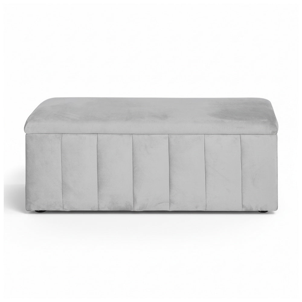 Storage Ottoman Blanket Box Velvet Grey 103cm