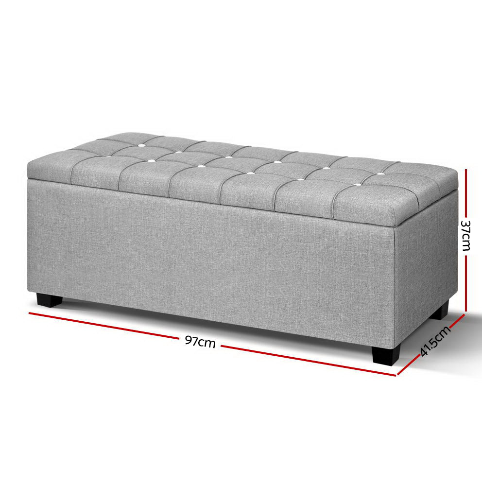 Storage Ottoman Footstool Blanket Box Foot Stool Bench Toy Seat Grey