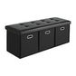 Storage Ottoman with 3 Cube Drawers Foot Stool Rest Foldable Black