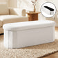 Storage Ottoman Foot Stool Rest Boucle Fabric Foldable White