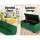 Storage Ottoman Blanket Box Velvet Footstool Rest Chest Couch Toy Green