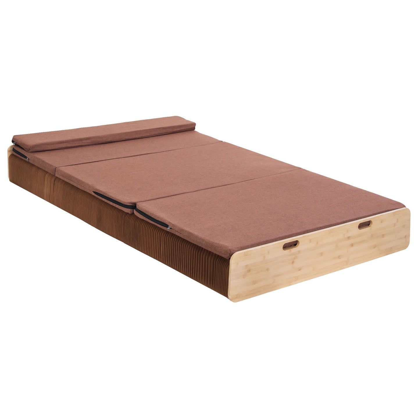 Brook Folding Kraft Paper Bed Frame with Mattress and Pillow - Brown