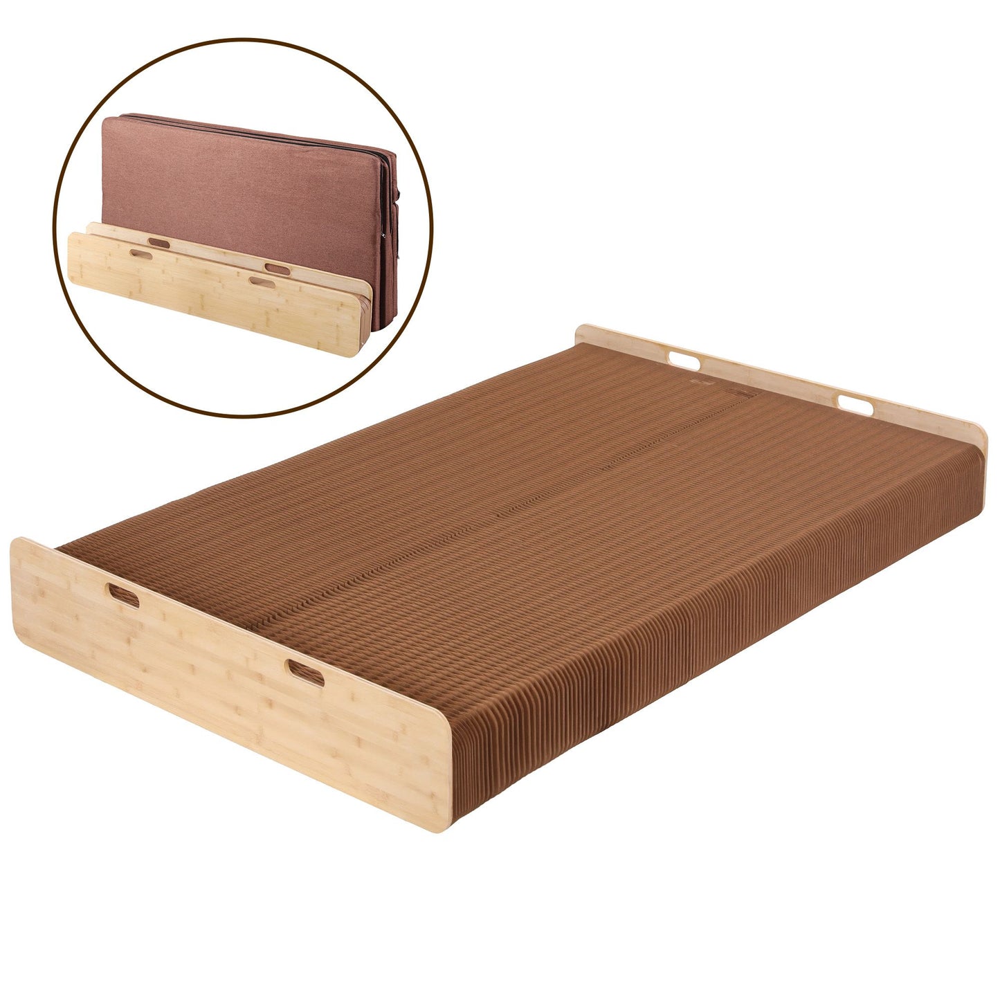 Brook Folding Kraft Paper Bed Frame with Mattress and Pillow - Brown