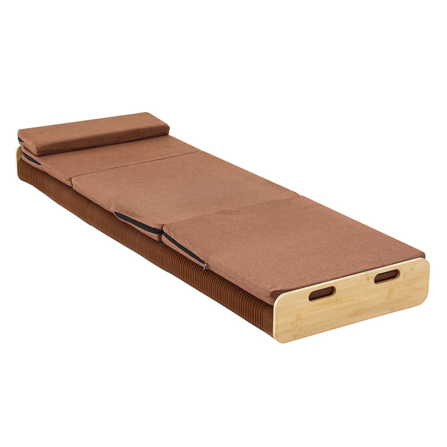 Brook Folding Kraft Paper Bed Frame with Mattress and Pillow - Brown
