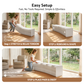 Folding Paper Bench With 4 PU Leather Seat Pads Expandable Accordion Stool For 4 Seats
