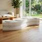 Folding Paper Bench With 4 PU Leather Seat Pads Expandable Accordion Stool For 4 Seats