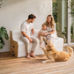 Mara 3 Seater Folding Kraft Paper Sofa Accordion Bench with PU Leather Cushion - White and Wood