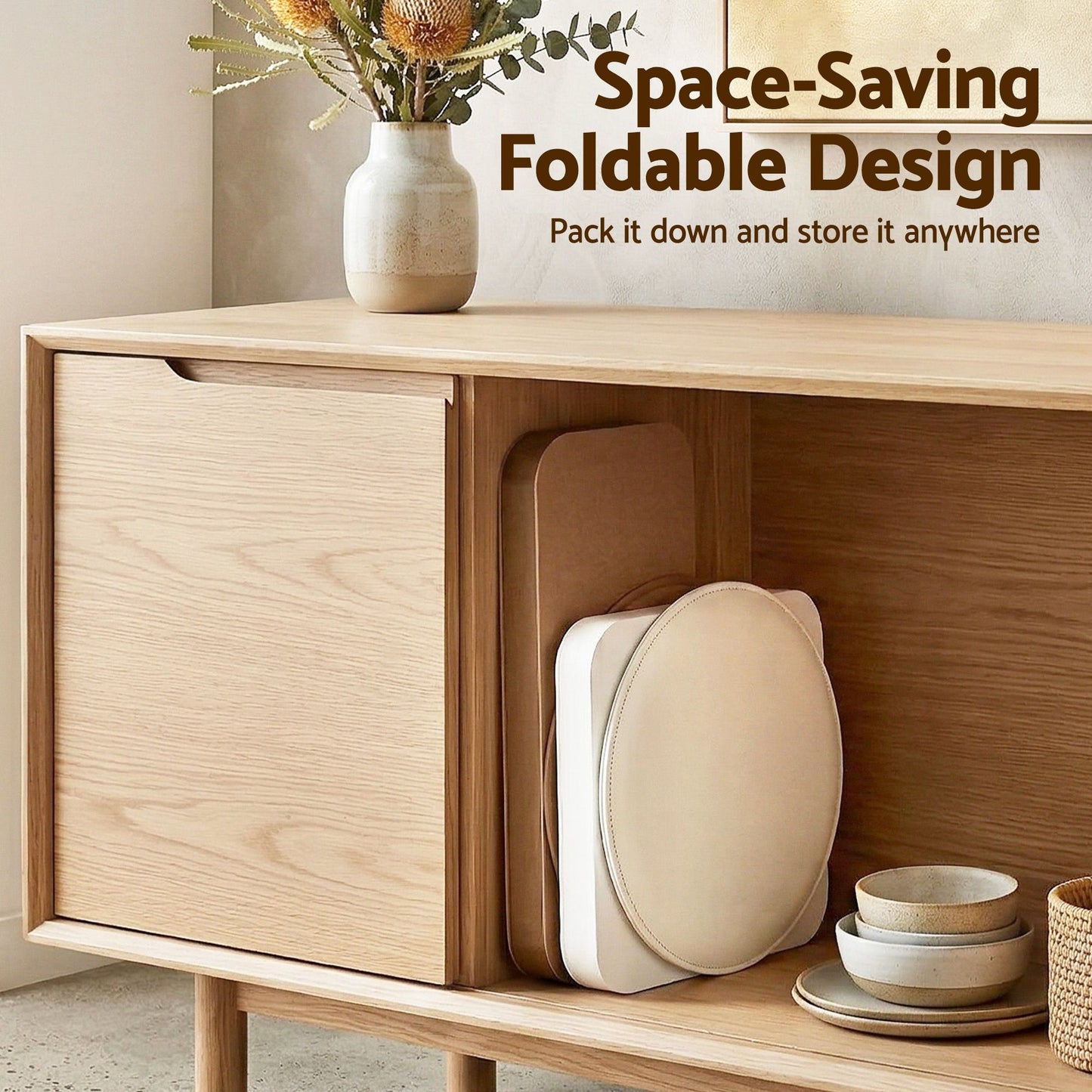 Accordion Folding Paper Stools Set Includes 2 Cushions Natural Kraft 100KG Capacity