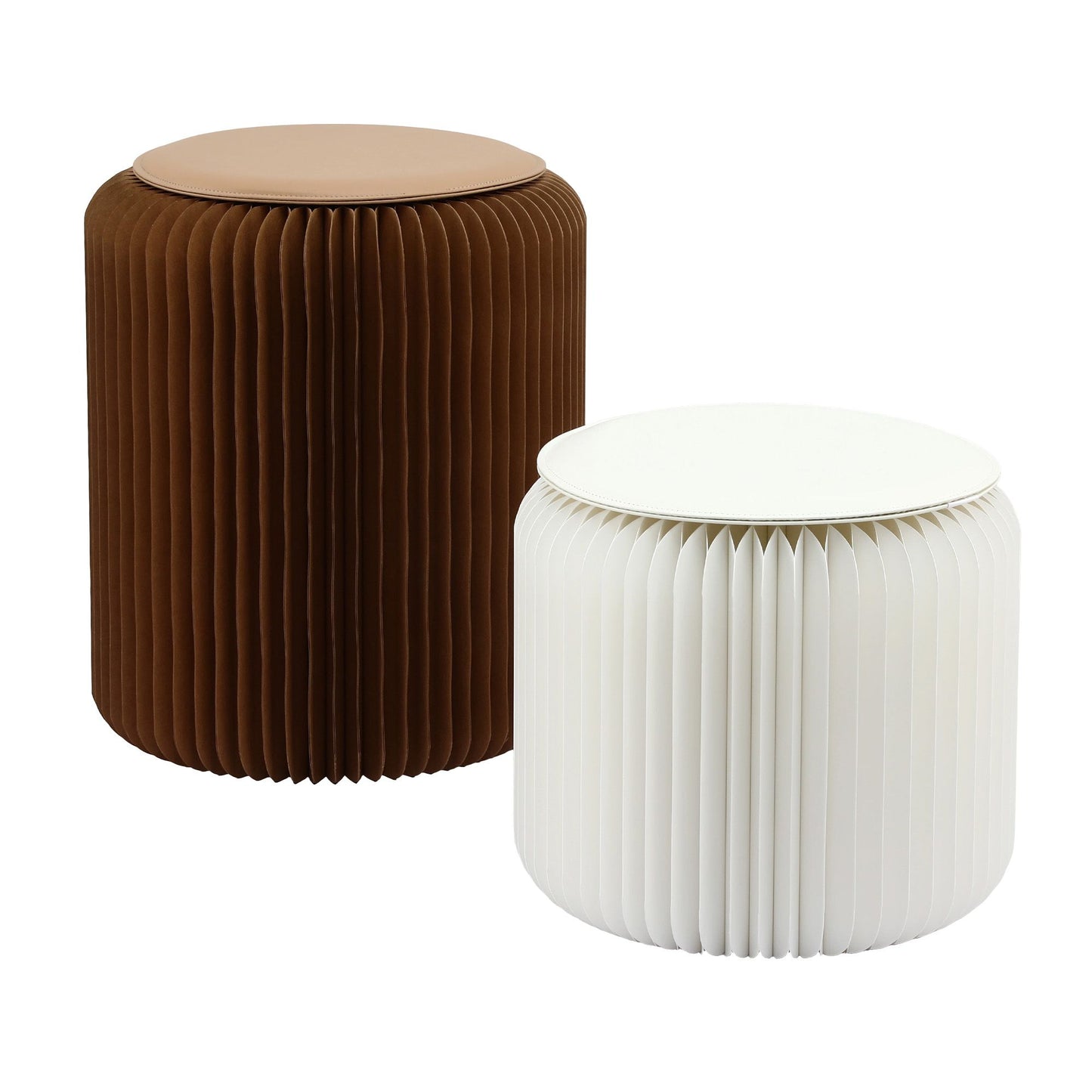 Accordion Folding Paper Stools Set Includes 2 Cushions Natural Kraft 100KG Capacity