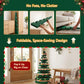 3.6ft 111cm Paper Christmas Tree with Star Topper LEDs Xmas Decorations Kit Green