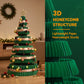 3.6ft 111cm Paper Christmas Tree with Star Topper LEDs Xmas Decorations Kit Green