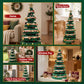 3.6ft 111cm Paper Christmas Tree with Star Topper LEDs Xmas Decorations Kit Green