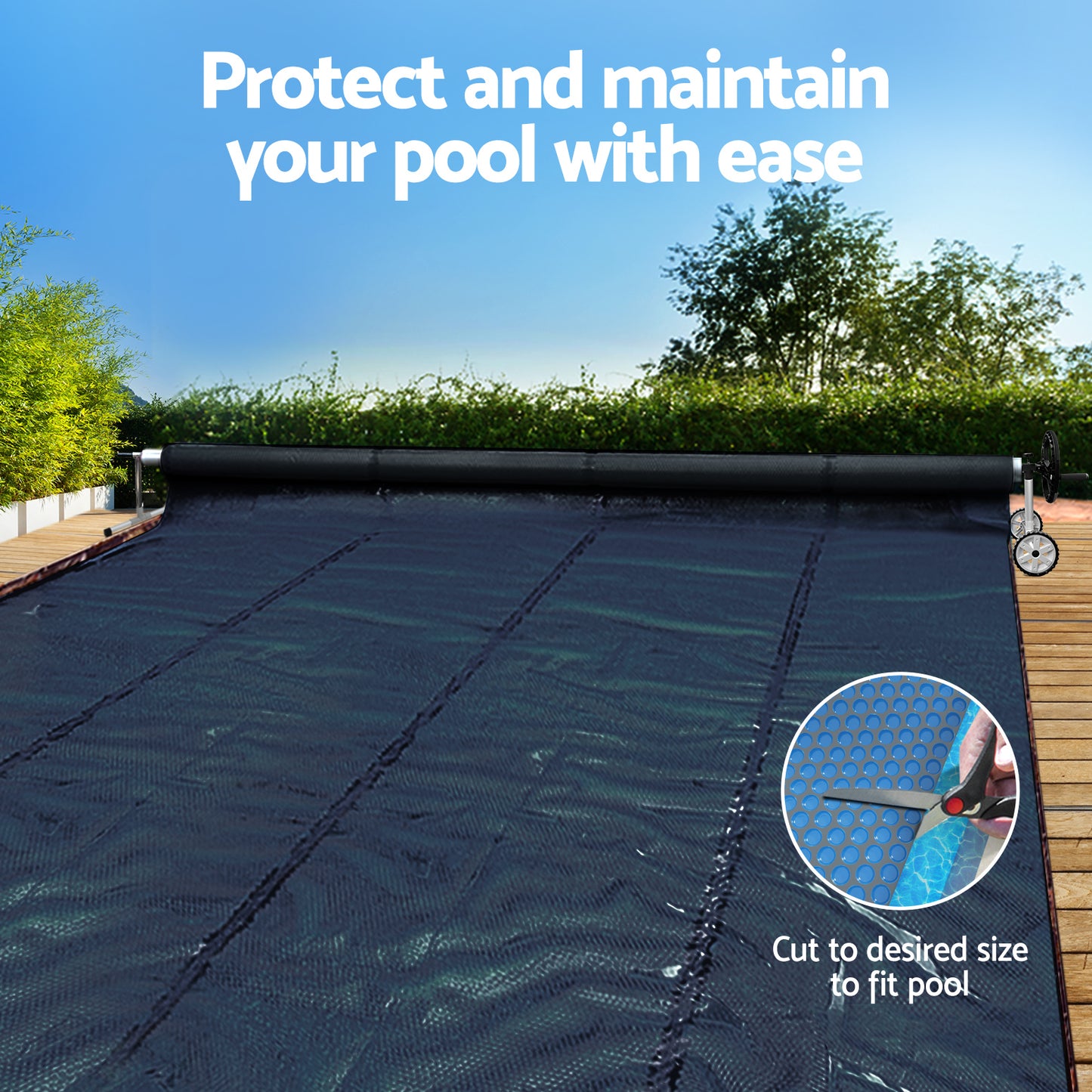 Pool Cover 600 Micron 10x4m with Roller 4m Swimming Pools Black Solar Blanket