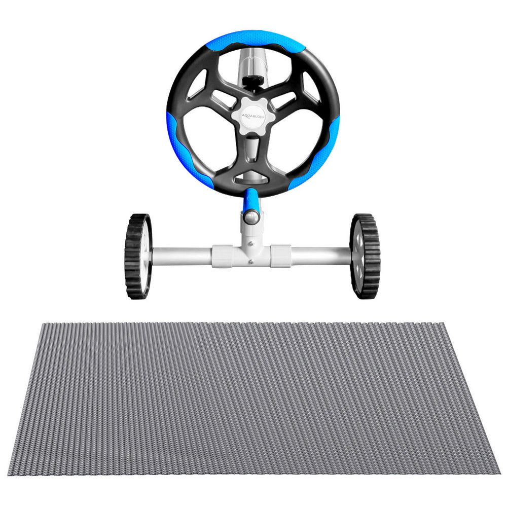 Pool Cover 600 Micron Solar Heat Blanket 10.5x4.2m with 5.55m Roller Blue