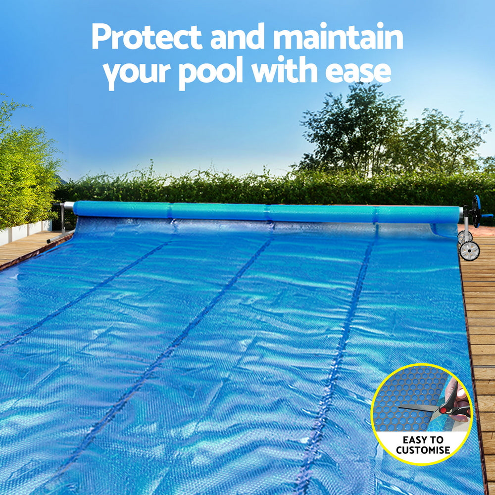 Pool Cover 600 Micron Solar Heat Blanket 10.5x4.2m with 5.55m Roller Blue