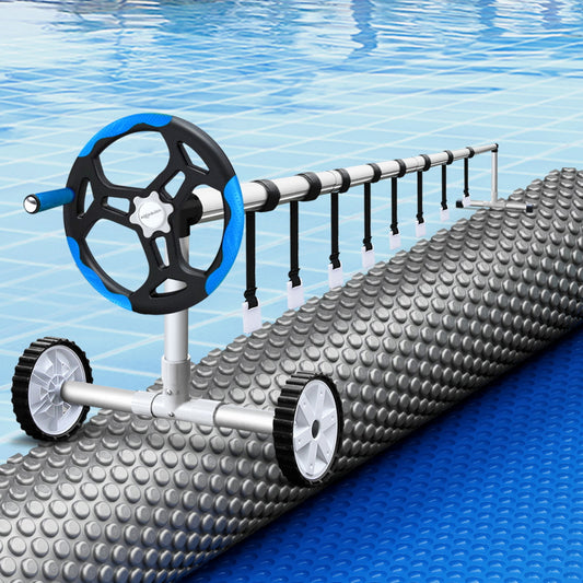 Pool Cover 600 Micron Solar Heat Blanket 10.5x4.2m with 5.55m Roller Blue