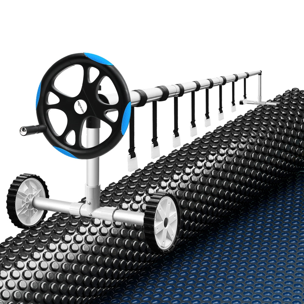 Pool Cover 600 Micron 11x4.8m with Roller 5.55m Black Solar Blanket