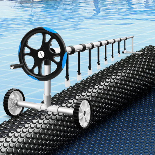 Pool Cover 600 Micron 11x4.8m with Roller 5.55m Black Solar Blanket