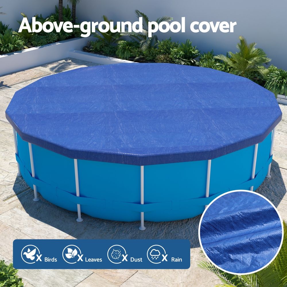 Pool Cover Fit 3.66m Round Above-ground Swimming Pool Blanket Blue