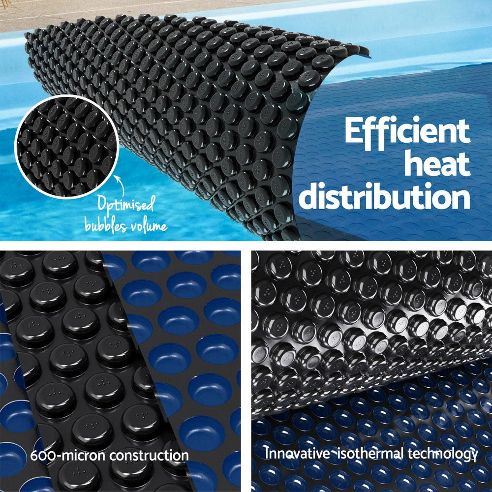 Pool Cover 600 Micron 6.5x3m with Roller 4m Swimming Pools Black Solar Blanket
