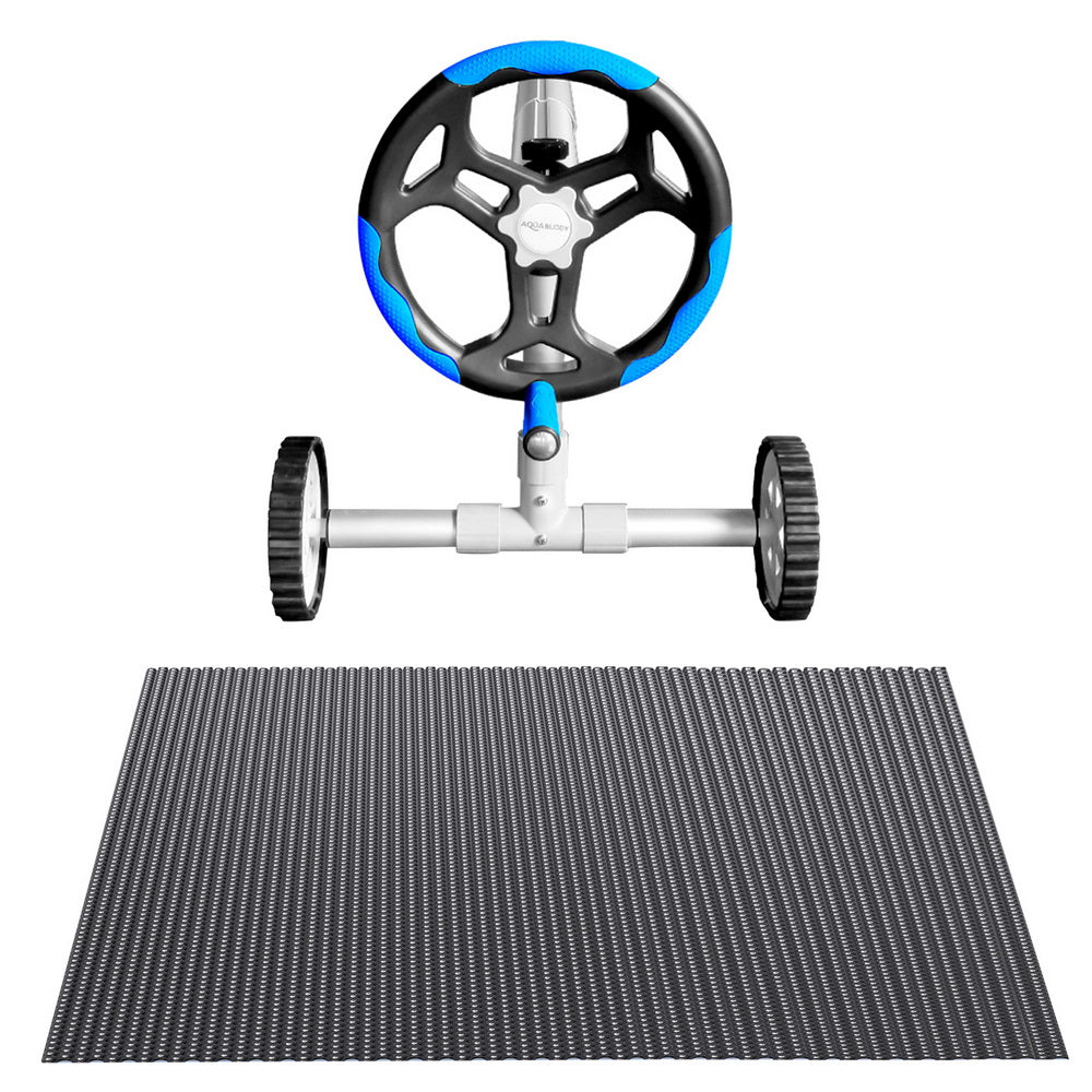 Pool Cover 600 Micron 6.5x3m with Roller 5.55m Black Solar Blanket