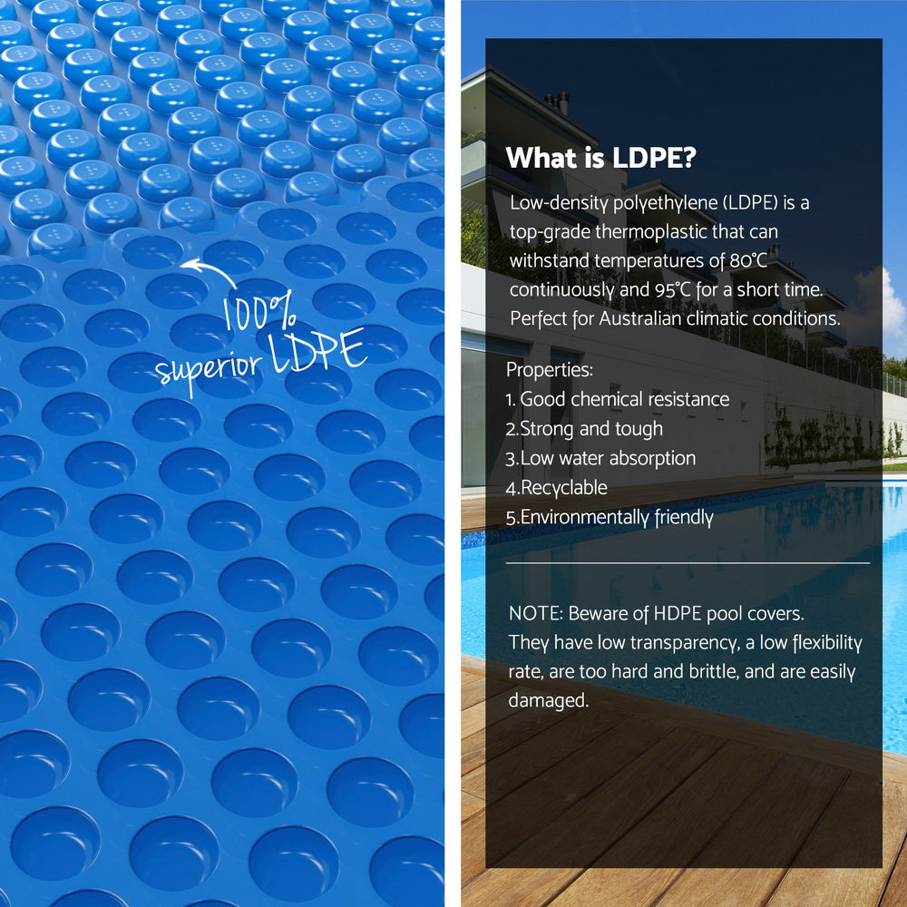 Pool Cover 600 Micron 7x4m with Roller 5.55m Solar Blanket Blue
