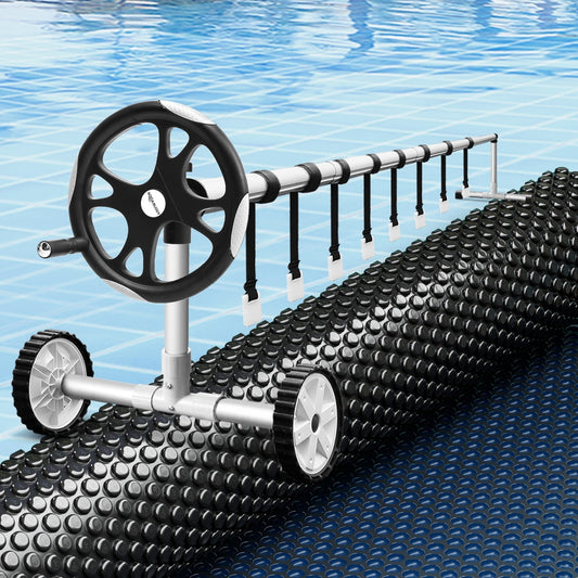 Pool Cover 600 Micron 7x4m with Roller 5.55m Swimming Pools Black Solar Blanket