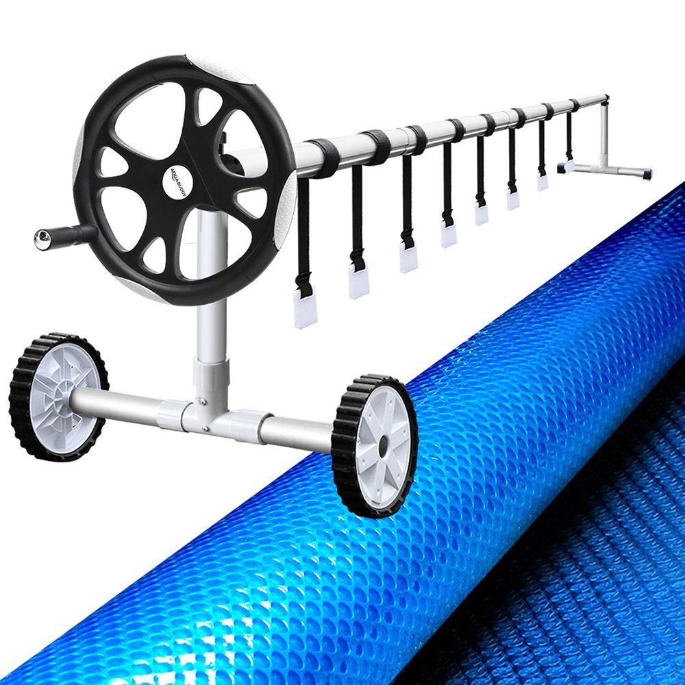 Solar Swimming Pool Cover Blanket Roller Wheel Adjustable 8X4.2M